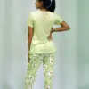 Avocado Print T-shirt & Pant Night Dress in Lettuce Green