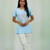 Chillax Print Air Blue T-shirt & Tofu Pant Night Dress