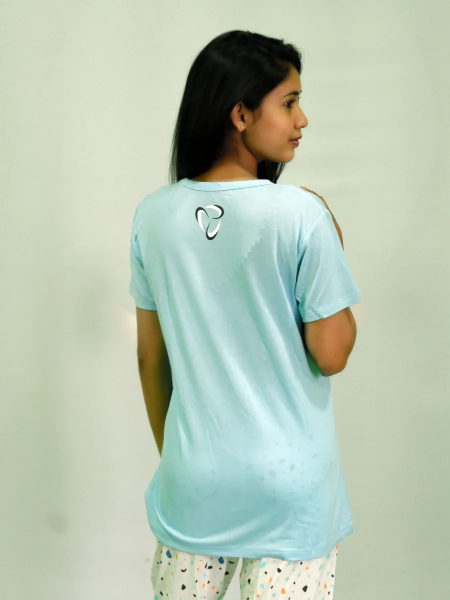 Chillax Print Air Blue T-shirt & Tofu Pant Night Dress - Image 5