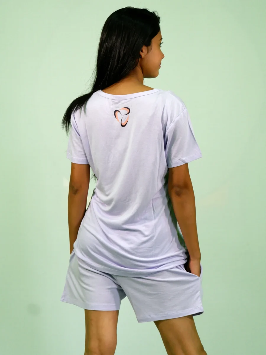 I’m Not Scared of the Dark T-shirt & Shorts Set in Pastel Lilac - Image 4
