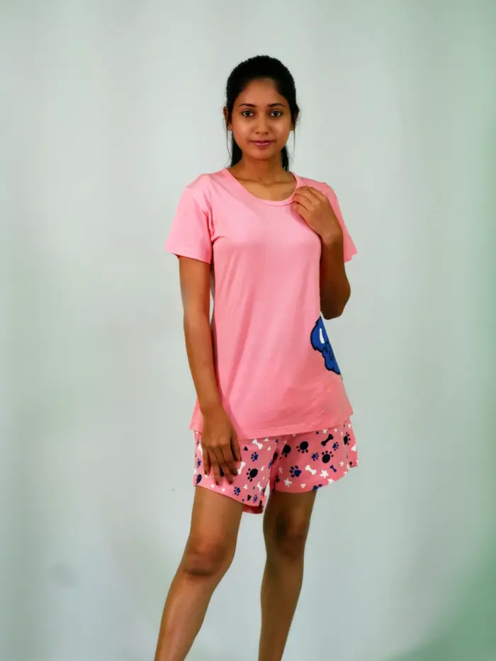 Koala Print T-shirt & Shorts Set in Salmon Rose