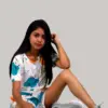 Leaves & Cloud T-shirt & Shorts Set in Tofu
