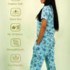 Snowflake Print T-shirt & Pant Night Dress in Air Blue