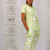 Avocado Print T-shirt & Pant Night Dress in Lettuce Green