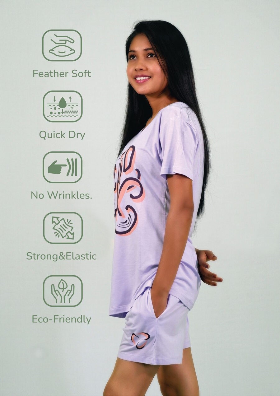 I’m Not Scared of the Dark T-shirt & Shorts Set in Pastel Lilac - Image 5