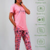 Stay Positive T-shirt & Pant Night Dress in Salmon Rose