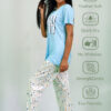 Chillax Print Air Blue T-shirt & Tofu Pant Night Dress