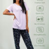 Planets Print Lilac T-shirt & Navy Pant Night Dress