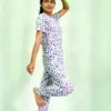 Random Objects Print T-shirt & Pant Night Dress in Pastel Lilac