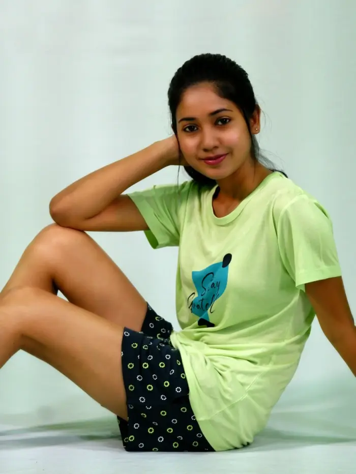 Stay Graceful Lettuce Green T-shirt & Salute Navy Shorts Set