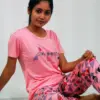 Stay Positive T-shirt & Pant Night Dress in Salmon Rose